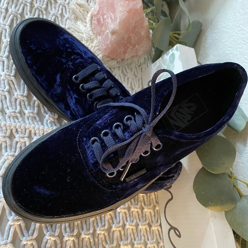 Navy velvet vans